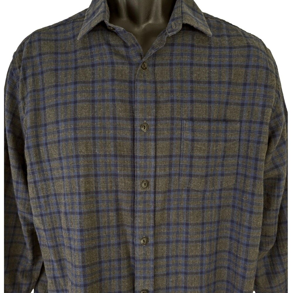 UNTUCKit Men’s LG Lightweight Cotton Flannel Gray Blue Plaid Shirt